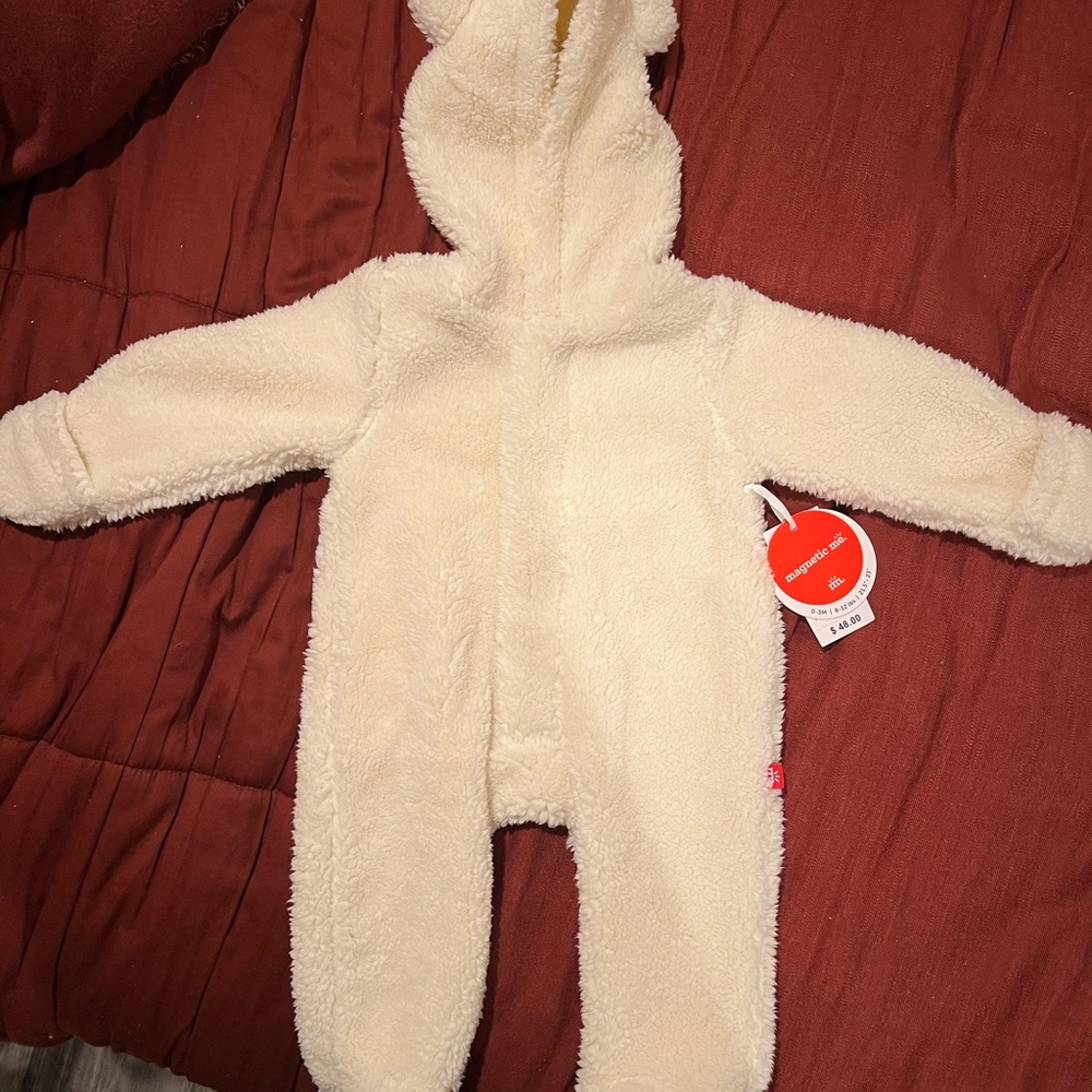 Magnetic Me Cream Fleece Baby Footie